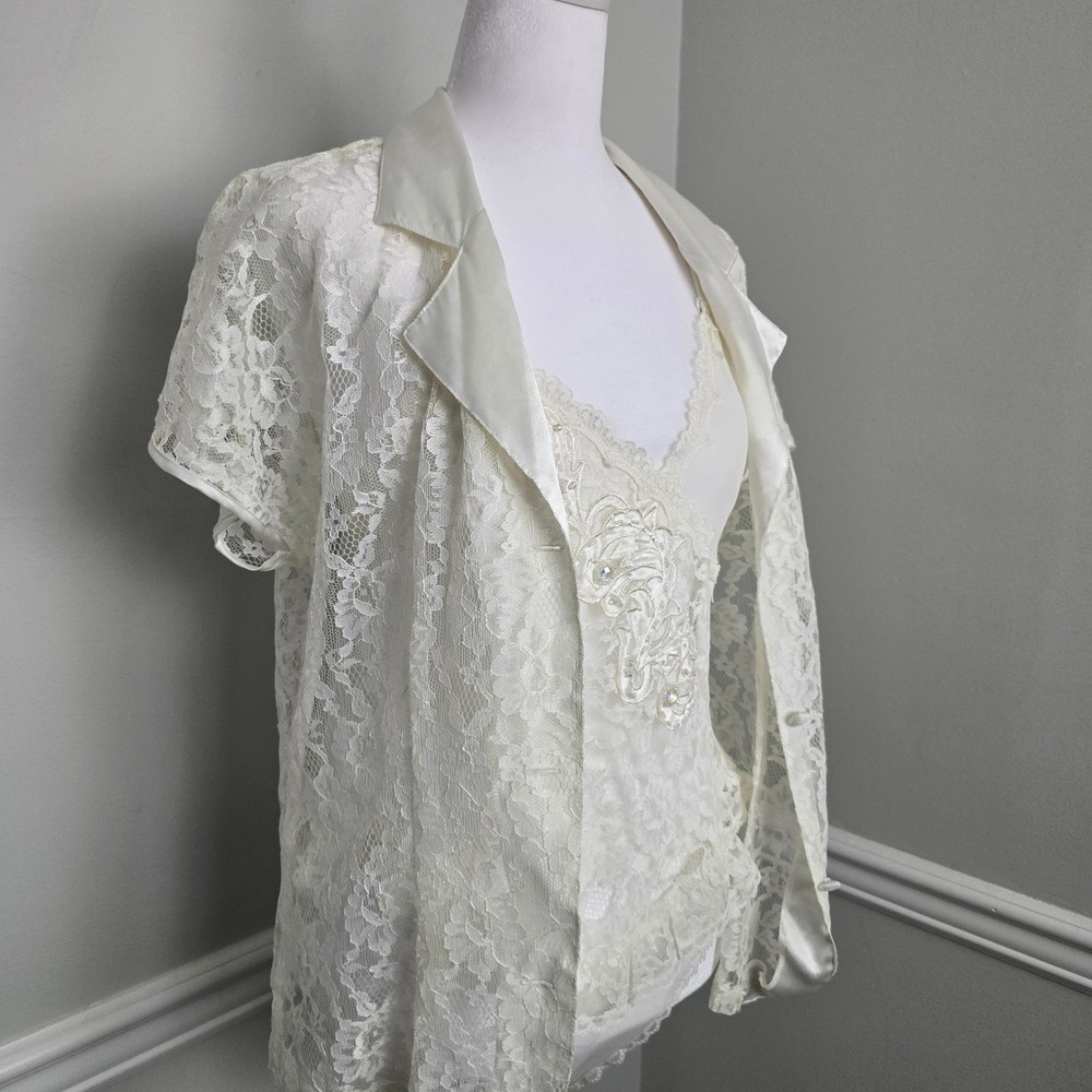 VTG 90s Y2K Victoria's Secret 2 piece set Boudoir Bridal Size M Romantic Lace